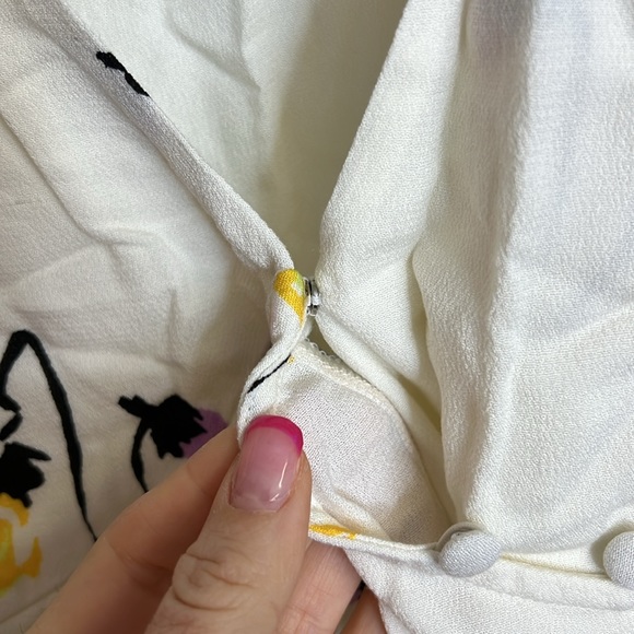 NWT Free People White Floral 3/4 Sleeve Dress- Small - Picture 4 of 7